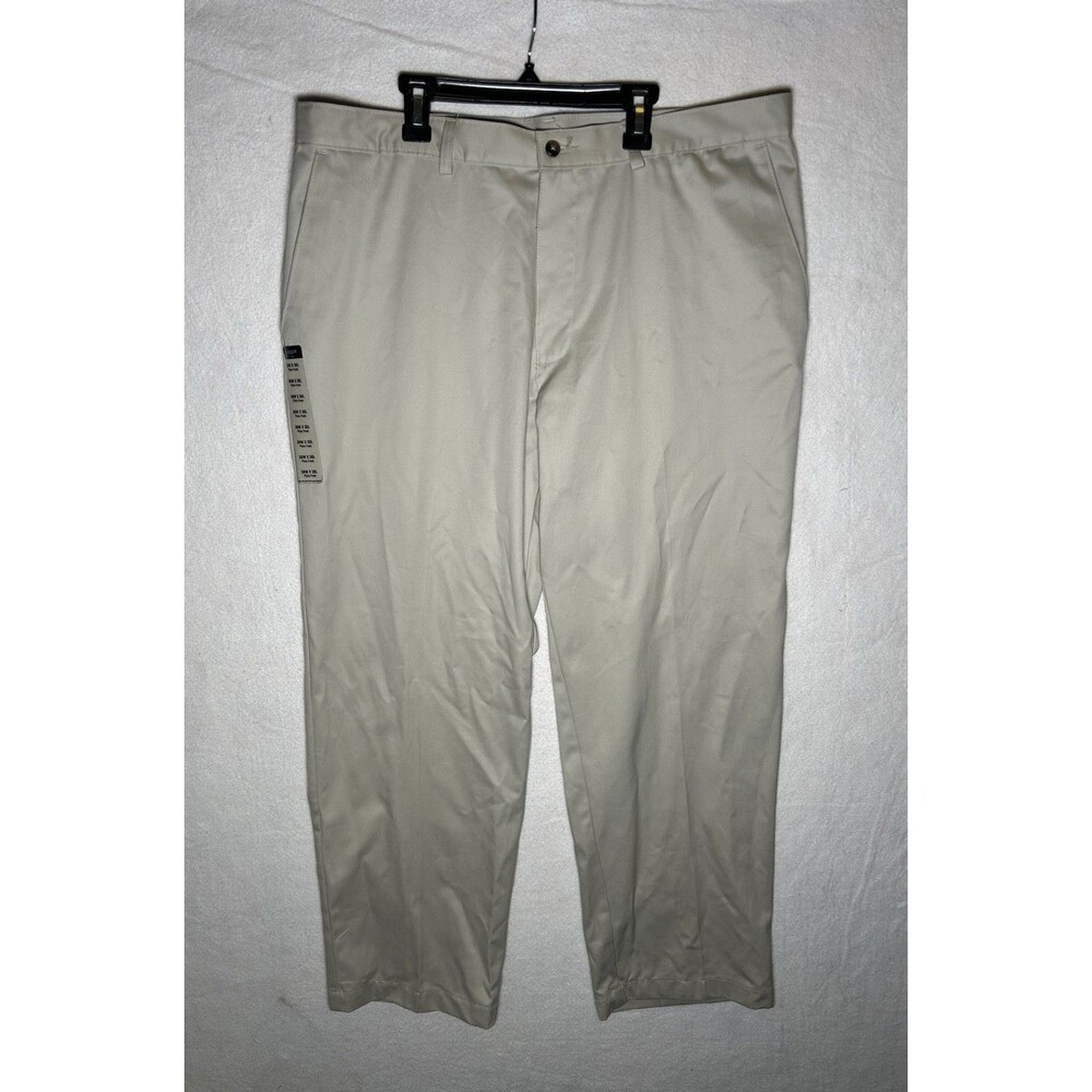 NWT Haggar Thompson Khaki Men’s Classic Fit No Iron Cotton Twill Pants Khaki 38W